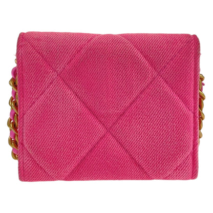 CHANEL Bifold Wallet canvas Pink Matte Gold Metal chanel 19 Matrasse