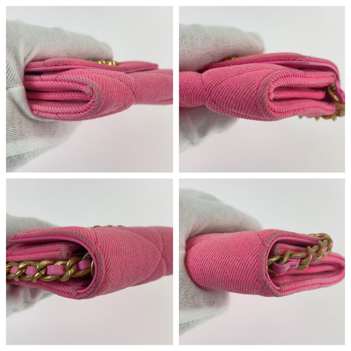 CHANEL Bifold Wallet canvas Pink Matte Gold Metal chanel 19 Matrasse