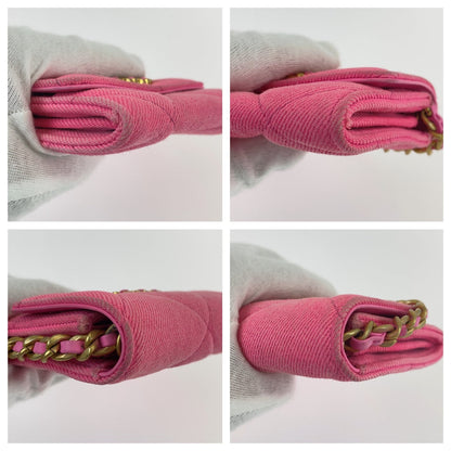 CHANEL Bifold Wallet canvas Pink Matte Gold Metal chanel 19 Matrasse