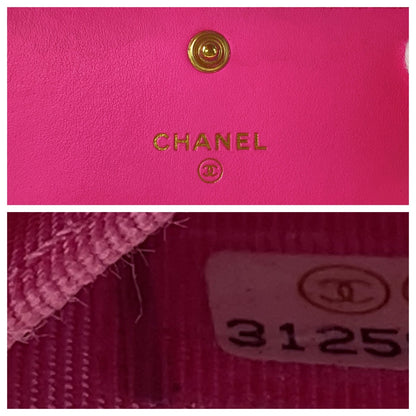 CHANEL Bifold Wallet canvas Pink Matte Gold Metal chanel 19 Matrasse