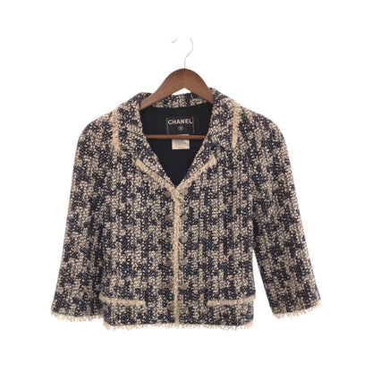 CHANEL tailored jacket P26888V16950 Rayon Navy White SilverMetal COCO Mark 36