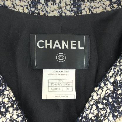 CHANEL tailored jacket P26888V16950 Rayon Navy White SilverMetal COCO Mark 36