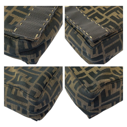 FENDI Shoulder Bag canvas Brown Gold Metal Zucca