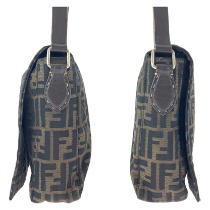 FENDI Shoulder Bag canvas Brown Gold Metal Zucca