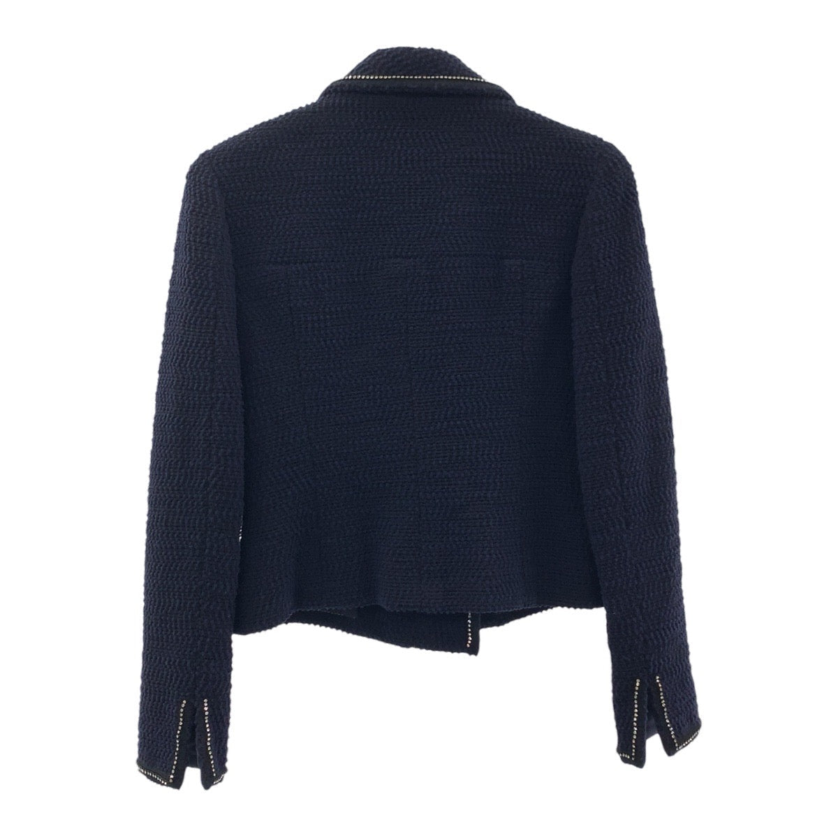 CHANEL setup silk Navy Tweed COCO Mark Rhinestone 36