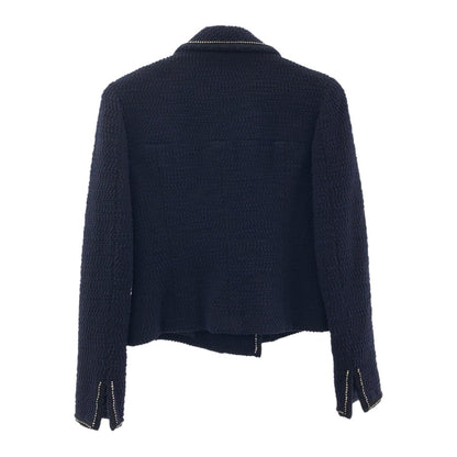 CHANEL setup silk Navy Tweed COCO Mark Rhinestone 36