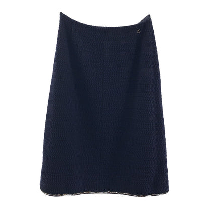 CHANEL setup silk Navy Tweed COCO Mark Rhinestone 36