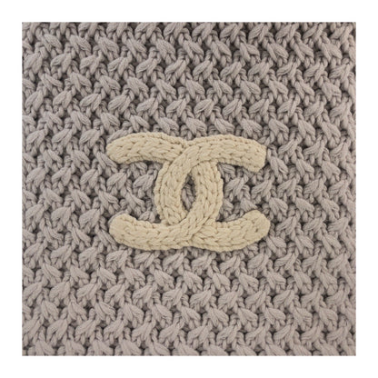 CHANEL Scarf cashmere Light gray white COCO Mark