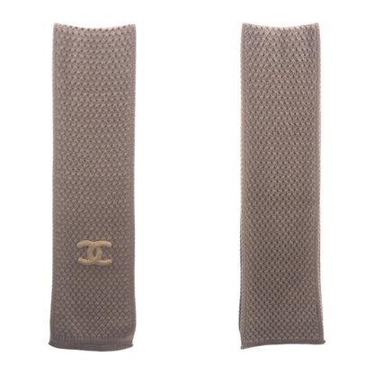 CHANEL Scarf cashmere Light gray white COCO Mark