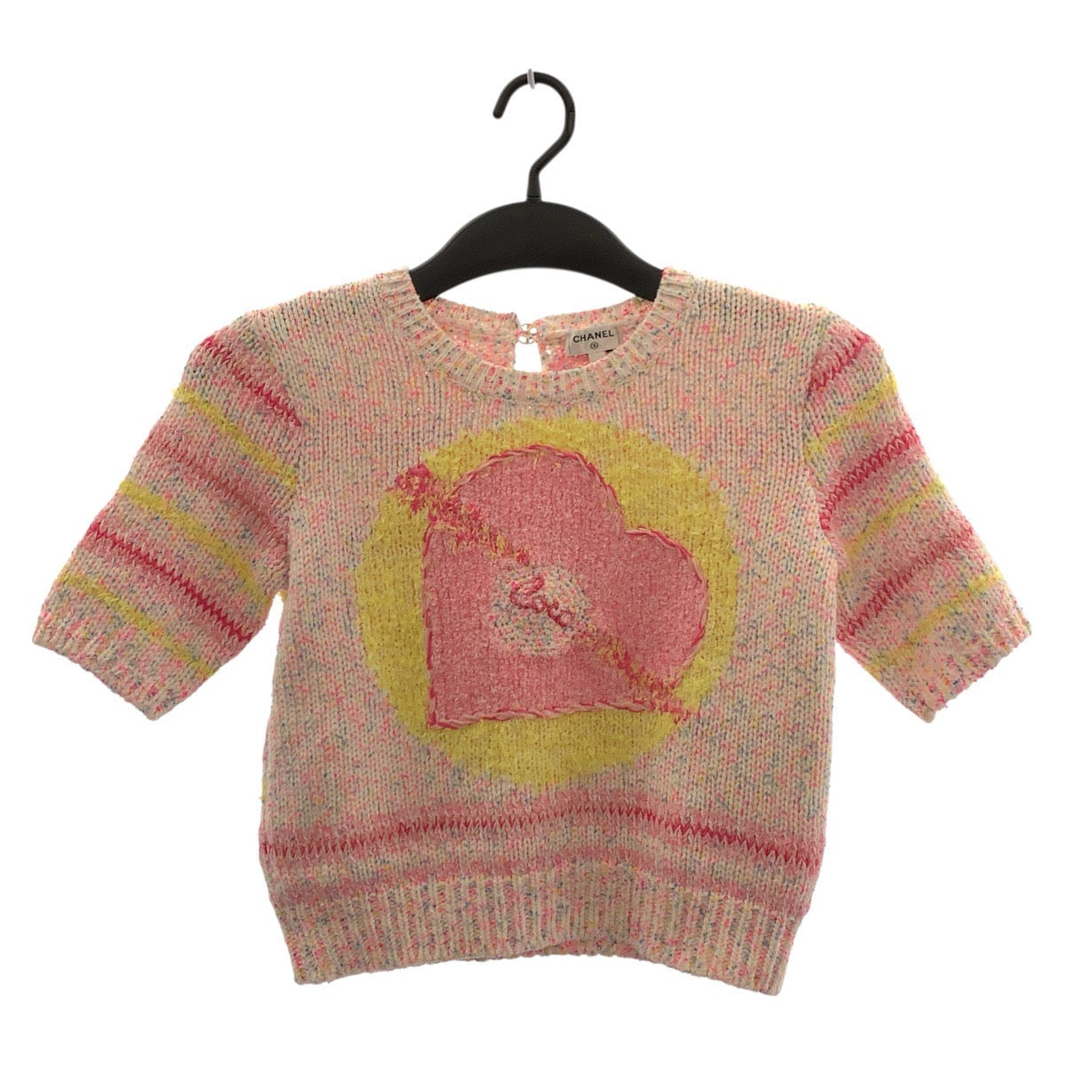CHANEL knit P76579K11042 wool pink 24Stainless Steel Heart motif COCO Mark 34