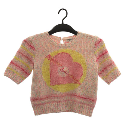 CHANEL knit P76579K11042 wool pink 24Stainless Steel Heart motif COCO Mark 34