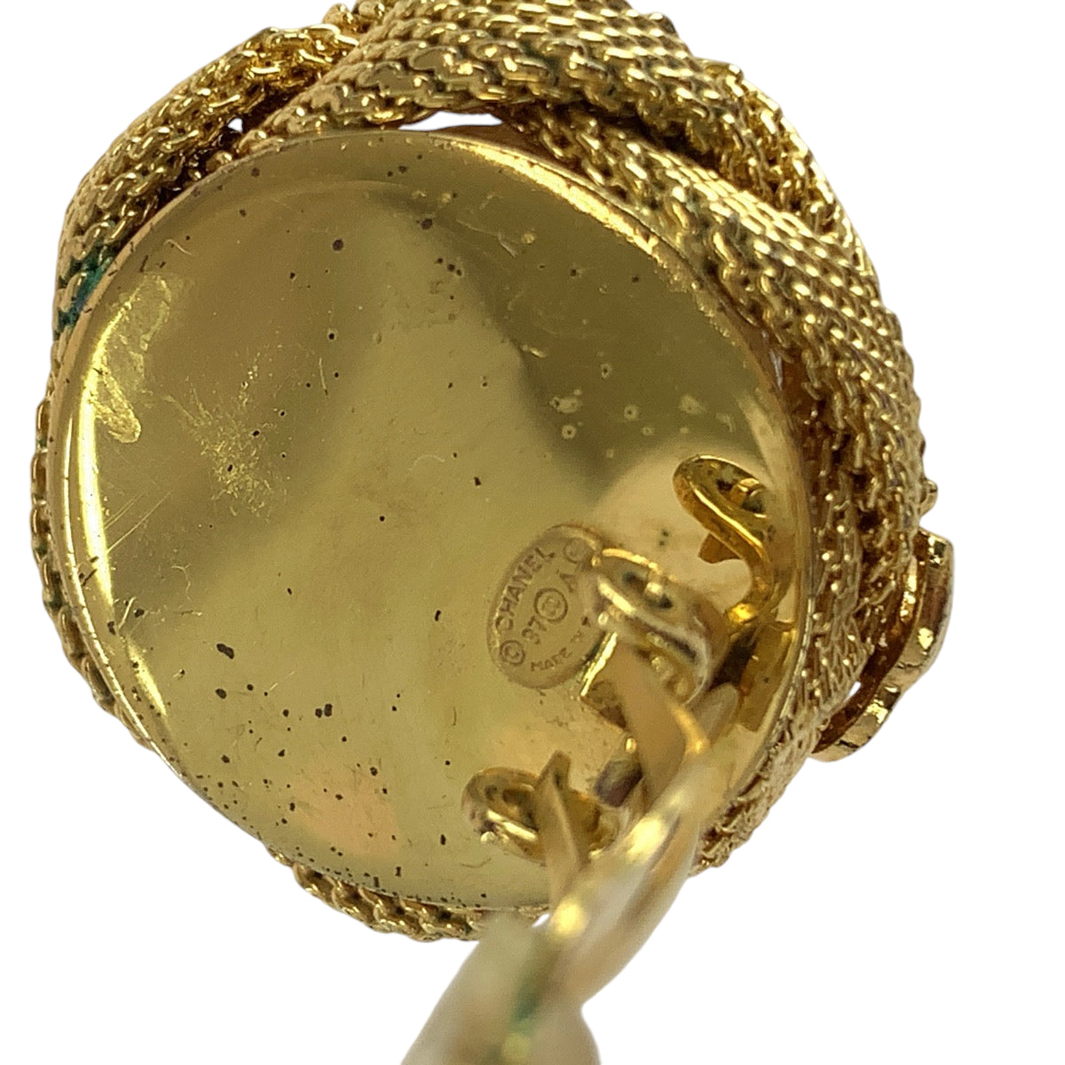 CHANEL Earring metal Gold white Pearl COCO Mark