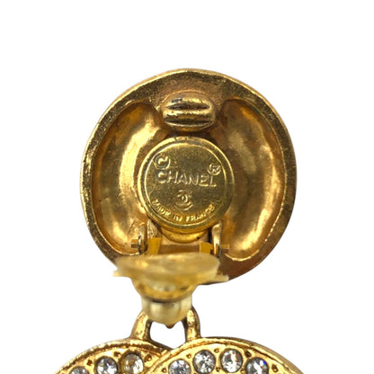 CHANEL Earring metal gold CC mark Rhinestone