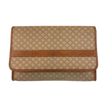 CELINE Clutch bag M08 PVC Brown Gold Metal Macadam