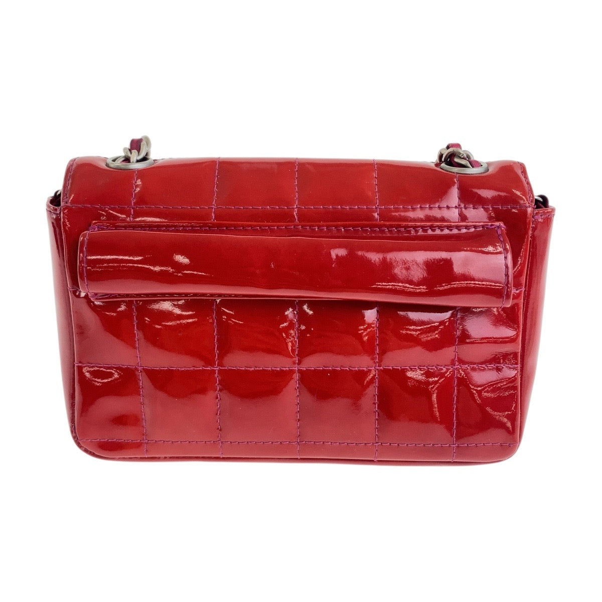CHANEL Shoulder Bag enamel Red Yellow SilverMetal Chocolate bar COCO Mark