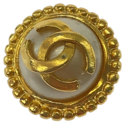 CHANEL Earring plating Gold white COCO Mark Fake Pearl