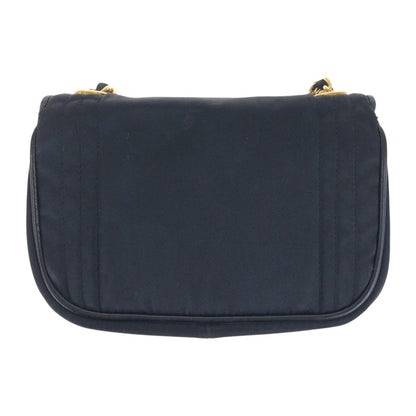 CHANEL Shoulder Bag Satin Black GoldMetal COCO Mark