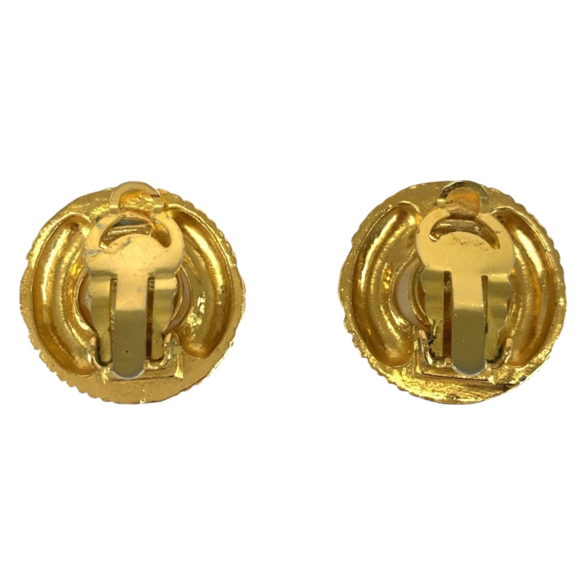 CHANEL Earring plating Gold white Fake pearl COCO Mark