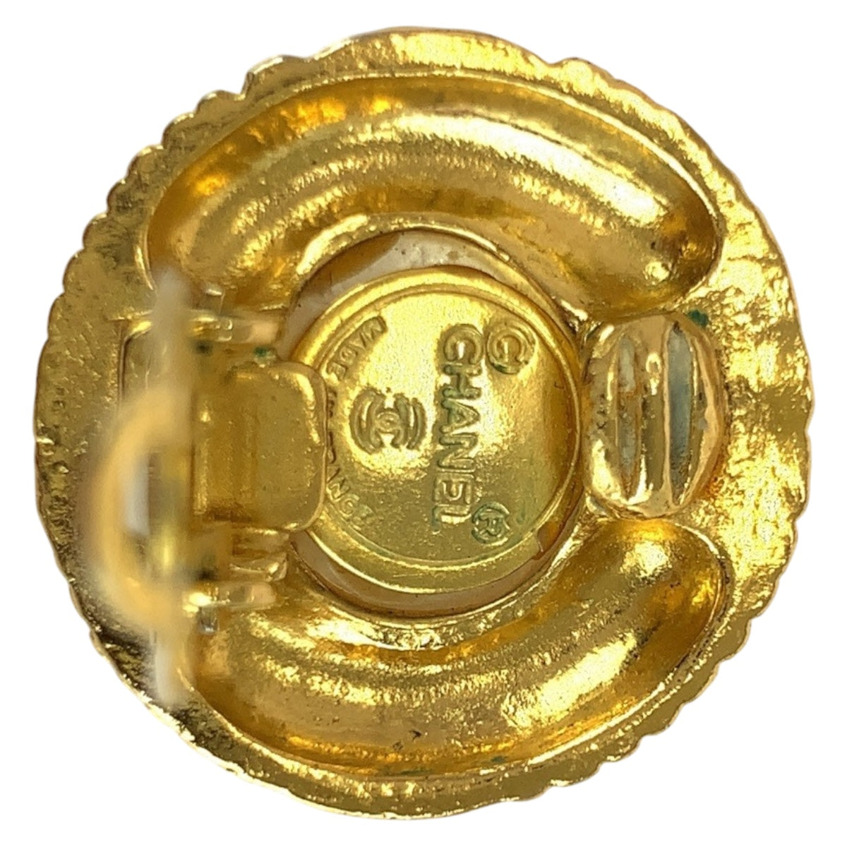 CHANEL Earring plating Gold white Fake pearl COCO Mark
