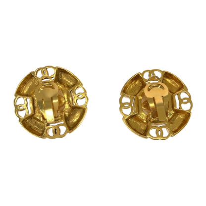 CHANEL Earring plating Gold white Fake pearl COCO Mark