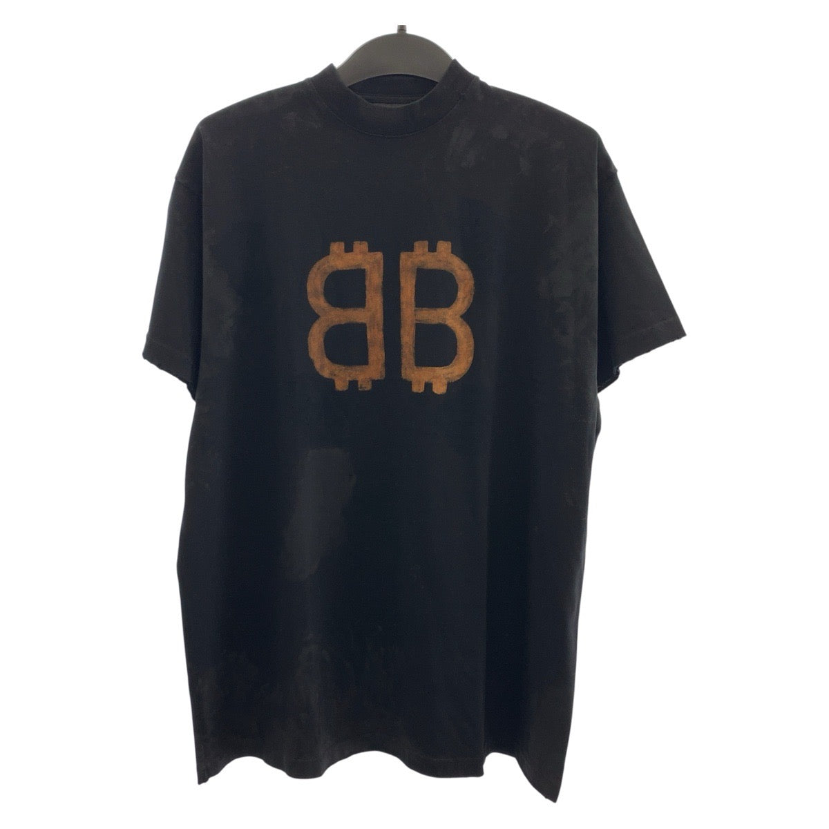 BALENCIAGA Short sleeve T-shirt 739028 TOVN8 cotton black brown BB logo L