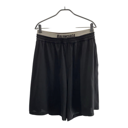 BALENCIAGA Shorts 698317 4C0B4 polyester Black White Layered mesh logo L