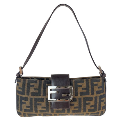 FENDI Shoulder Bag 2241 26766 009 canvas Brown Silver Metal Zucca Mamma Bucket