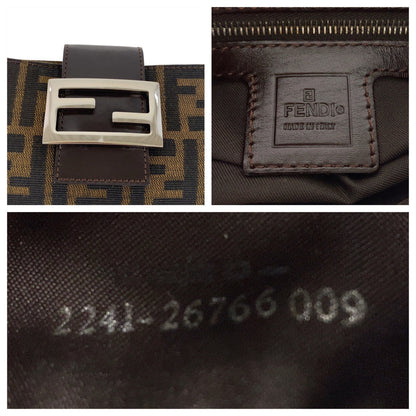 FENDI Shoulder Bag 2241 26766 009 canvas Brown Silver Metal Zucca Mamma Bucket