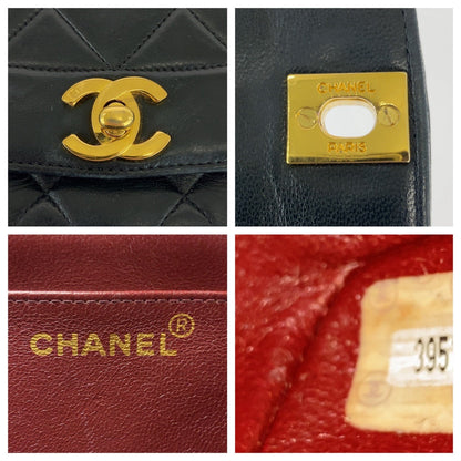 CHANEL Shoulder Bag lambskin black Matelasse 25 Diana Flap COCO Mark Turnlock
