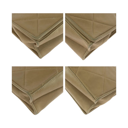 CHANEL Shoulder Bag lambskin Beige Gold Metal Matrasse flap COCO Mark