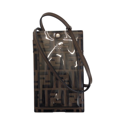 FENDI Mobile phones and smartphone accessories 7AR737 A5TL leather Brown Silver Metal Zucca Pattern