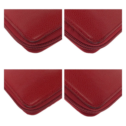 CHANEL Long Wallet Purse leather Red COCO Mark