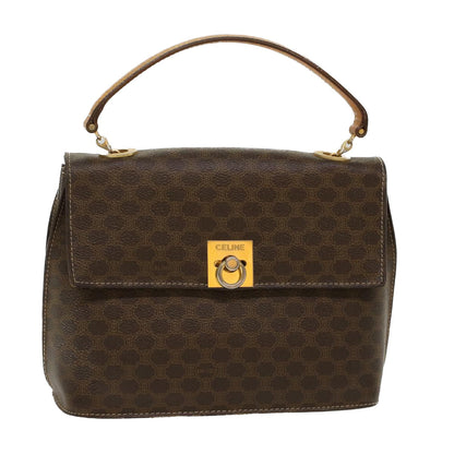 Luxury CELINE Macadam Canvas Hand Bag PVC Leather Brown  50557