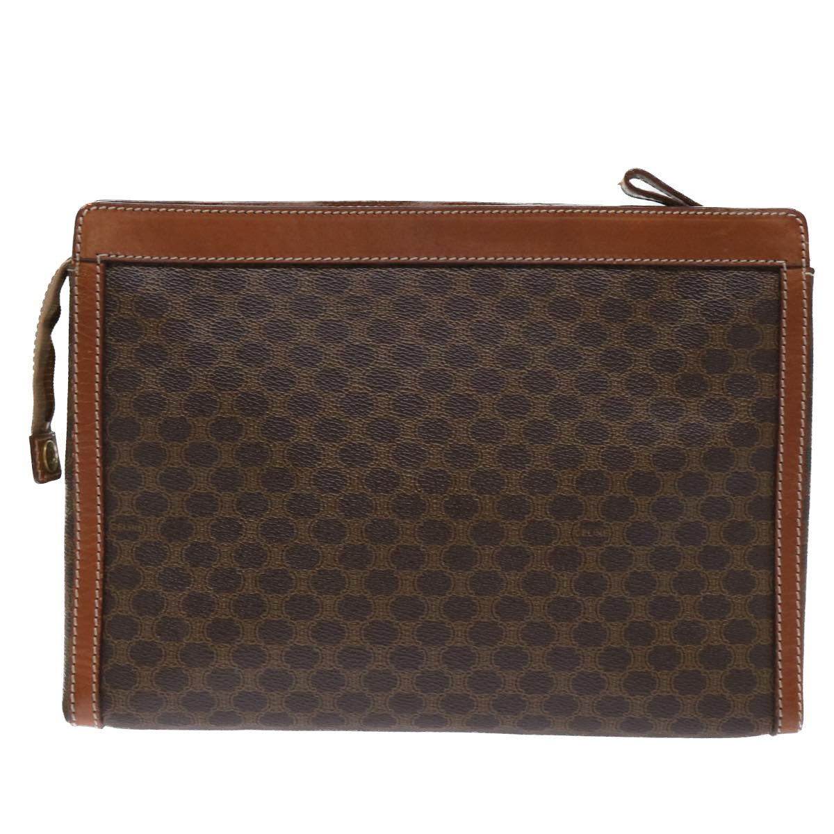 Luxury CELINE Macadam Canvas Clutch Bag PVC Leather Brown  50614