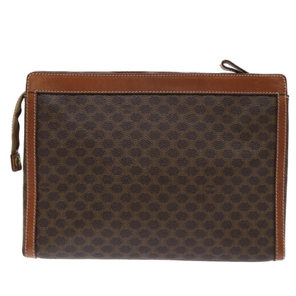 Luxury CELINE Macadam Canvas Clutch Bag PVC Leather Brown  50614