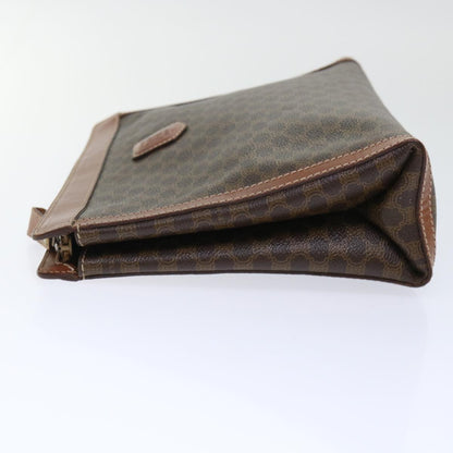 Luxury CELINE Macadam Canvas Clutch Bag PVC Leather Brown  50614