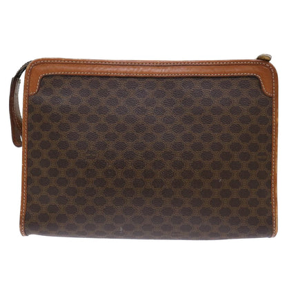 Luxury CELINE Macadam Canvas Clutch Bag PVC Leather Brown  50615