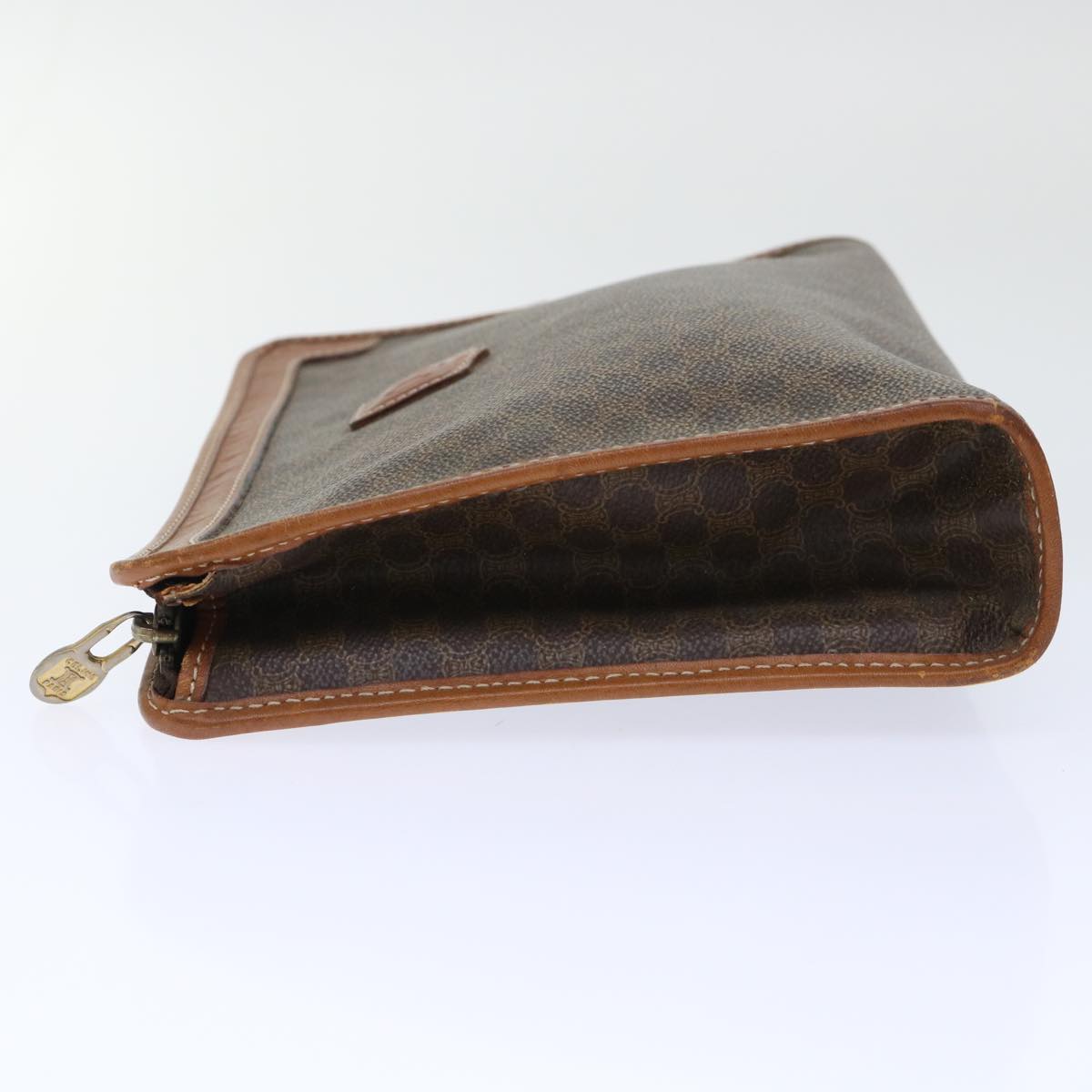 Luxury CELINE Macadam Canvas Clutch Bag PVC Leather Brown  50615