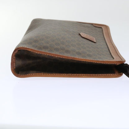 Luxury CELINE Macadam Canvas Clutch Bag PVC Leather Brown  50615