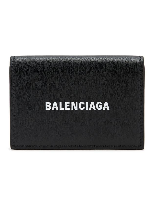 Luxury Balenciaga Trending 2025 Logo Print Tri-Fold Half Wallet Black