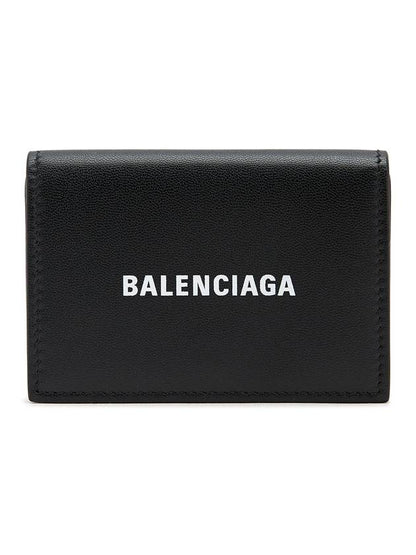 Luxury Balenciaga Trending 2025 Logo Print Tri-Fold Half Wallet Black