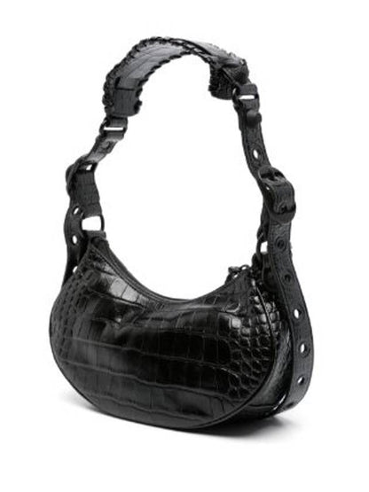 Luxury Balenciaga Trending 2025 Le Cagole XS Crocodile Leather Shoulder Bag Matte Black