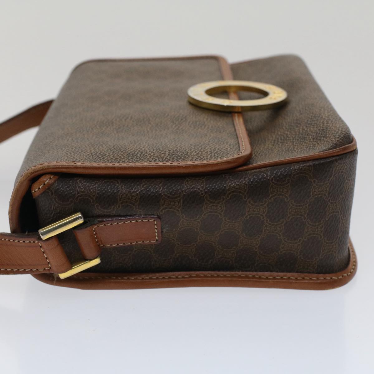 Luxury CELINE Macadam Canvas Shoulder Bag PVC Leather Brown  50775