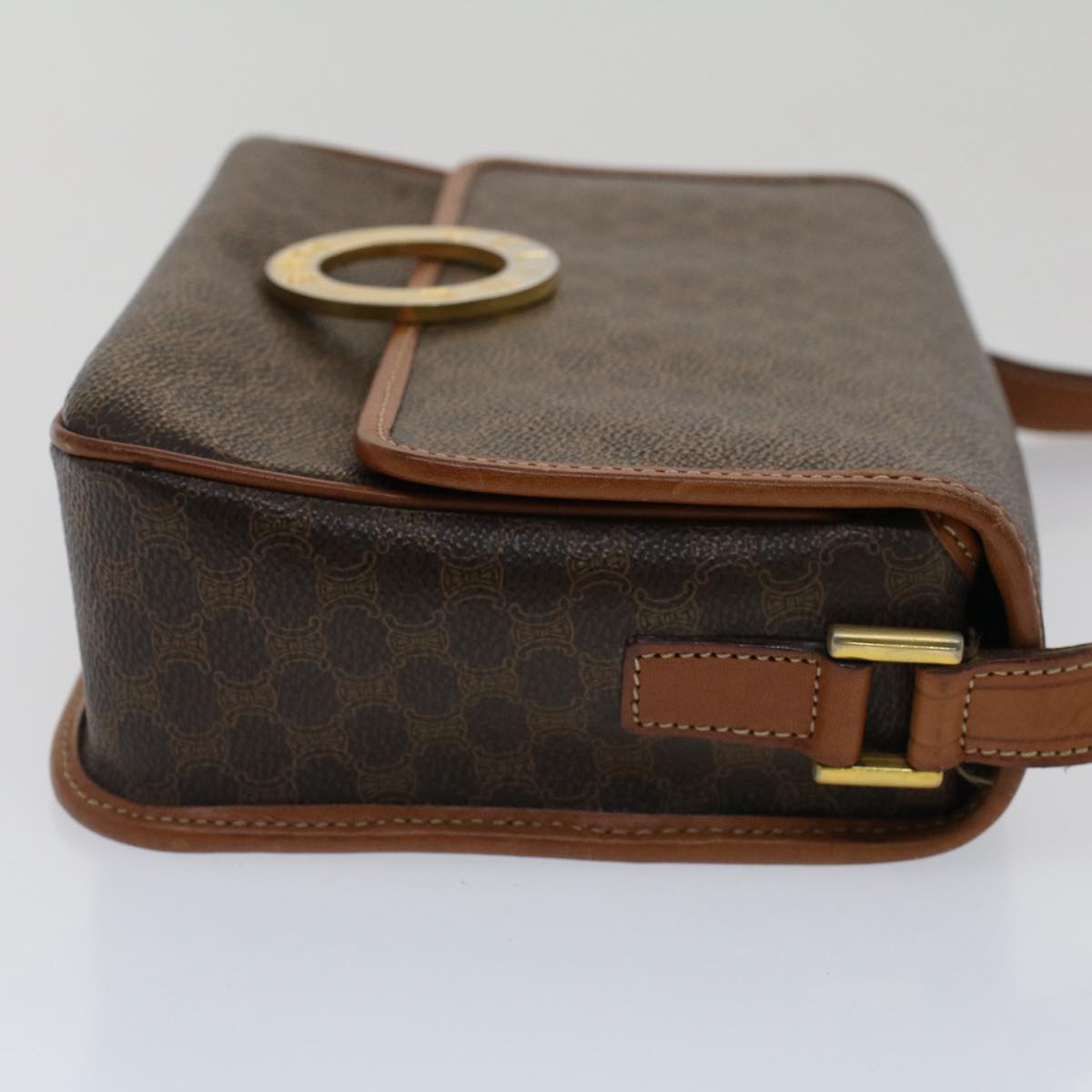Luxury CELINE Macadam Canvas Shoulder Bag PVC Leather Brown  50775