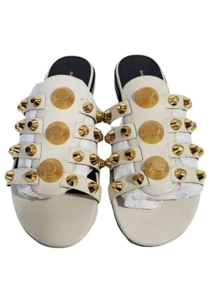 Luxury Balenciaga Trending 2025 Stud Strap Slippers White