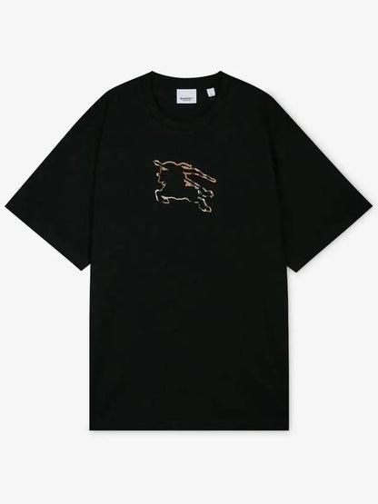 Luxury Burberry Equestrian Night Print Short Sleeve T-Shirt Black