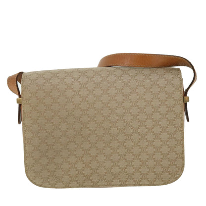 Luxury CELINE Macadam Canvas Shoulder Bag Canvas Leather Beige Brown  51028