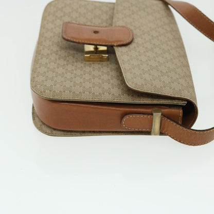Luxury CELINE Macadam Canvas Shoulder Bag Canvas Leather Beige Brown  51028