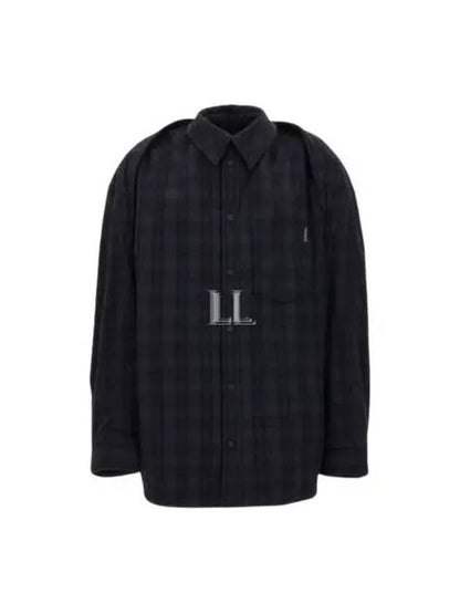 Luxury Balenciaga Trending 2025 Checked Pattern Long Sleeve Shirt Grey