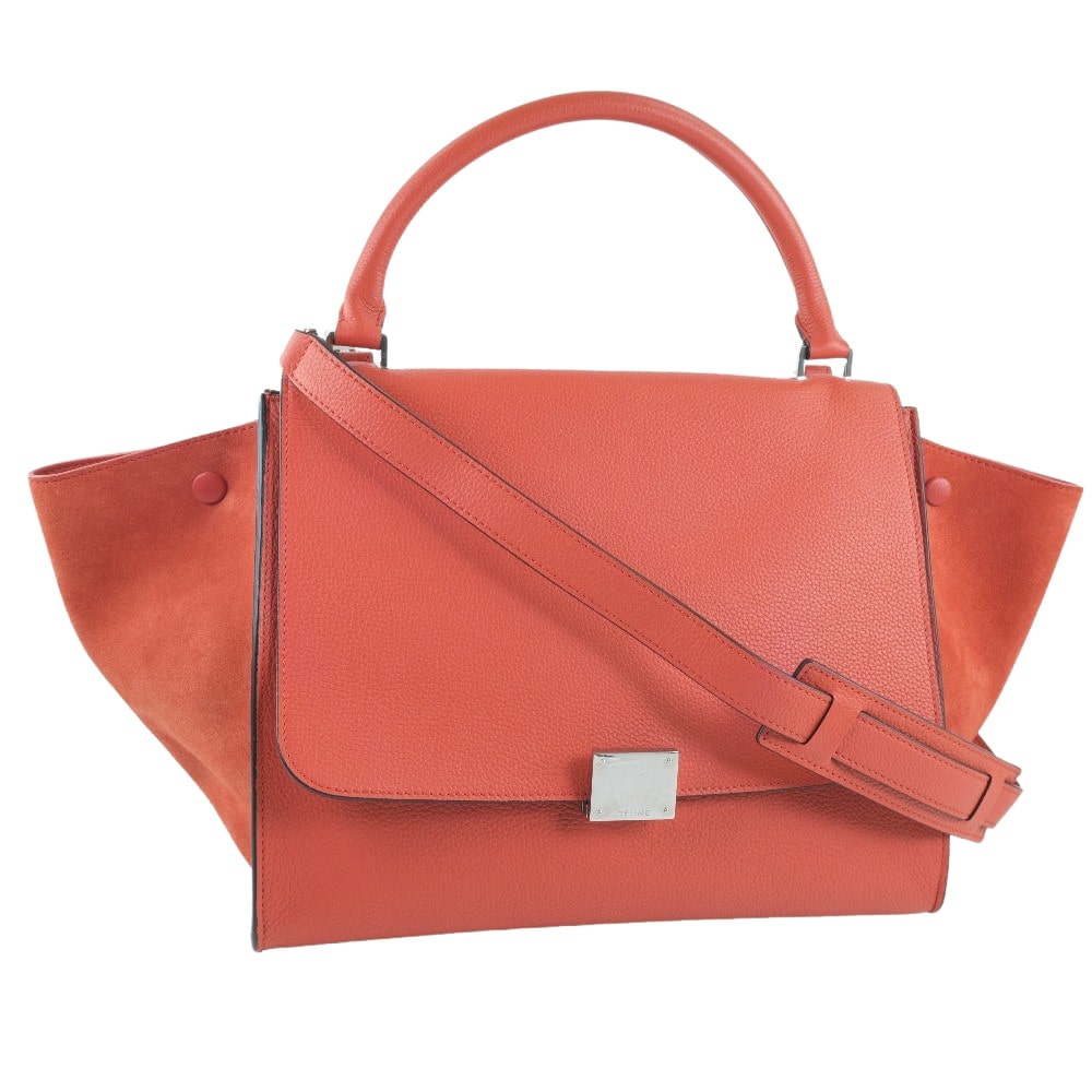 CELINE Handbag 169543 Calfskin, suede Red 2WAY bag Trapeze Women